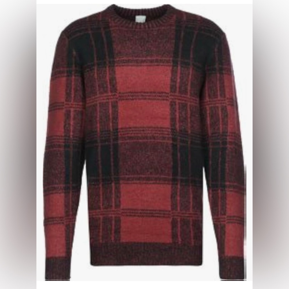 NWT‎ Bench Cartouche Plaid Crew Neck Sweater - Red and Black Sz Medium